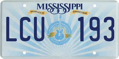 MS license plate LCU193