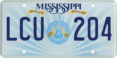 MS license plate LCU204