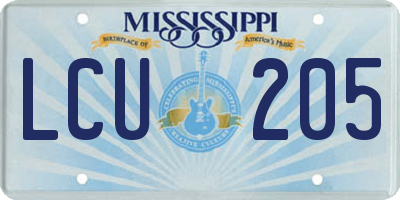 MS license plate LCU205