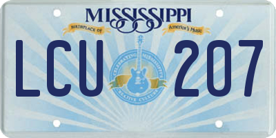MS license plate LCU207