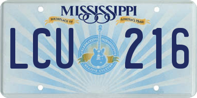 MS license plate LCU216