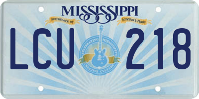 MS license plate LCU218