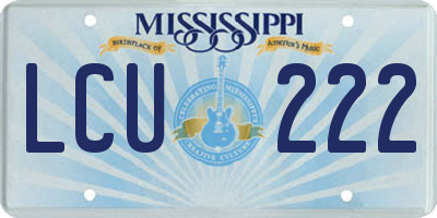 MS license plate LCU222