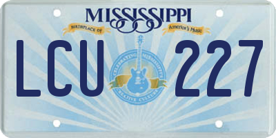 MS license plate LCU227