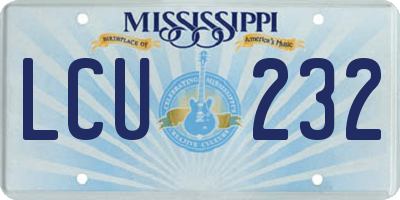 MS license plate LCU232