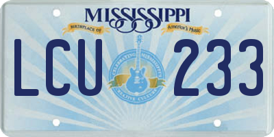MS license plate LCU233