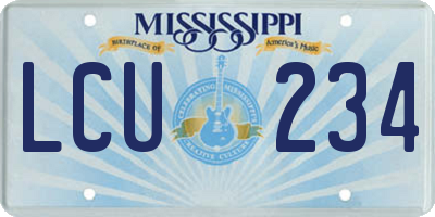 MS license plate LCU234