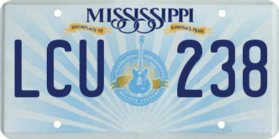 MS license plate LCU238