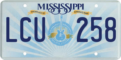 MS license plate LCU258
