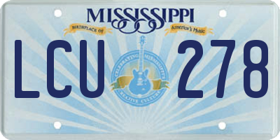 MS license plate LCU278