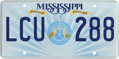 MS license plate LCU288