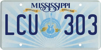 MS license plate LCU303