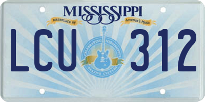 MS license plate LCU312