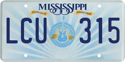 MS license plate LCU315