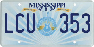 MS license plate LCU353