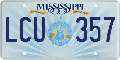 MS license plate LCU357