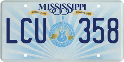 MS license plate LCU358
