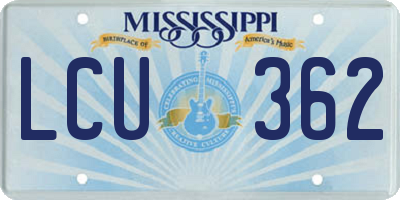 MS license plate LCU362