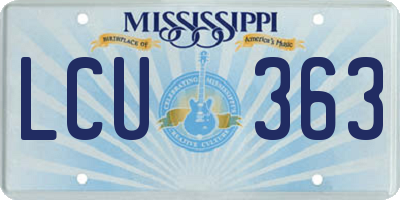 MS license plate LCU363