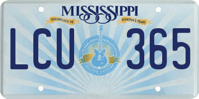 MS license plate LCU365