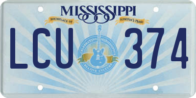 MS license plate LCU374