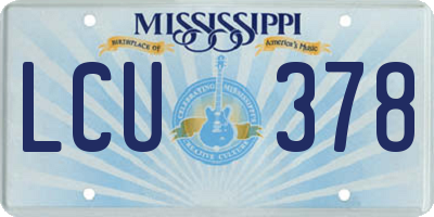 MS license plate LCU378