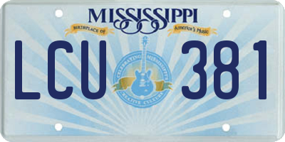 MS license plate LCU381