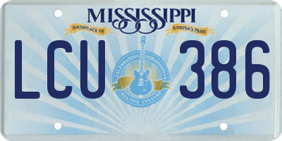 MS license plate LCU386