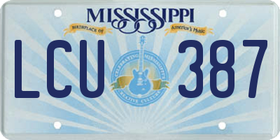 MS license plate LCU387