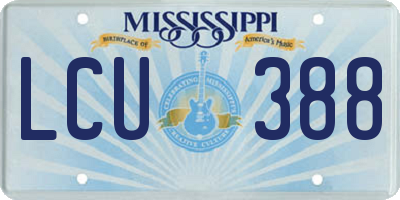 MS license plate LCU388