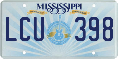 MS license plate LCU398