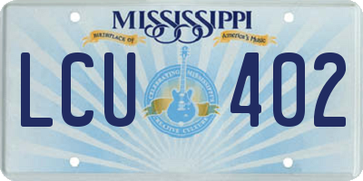 MS license plate LCU402