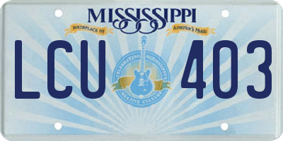 MS license plate LCU403