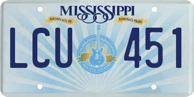 MS license plate LCU451