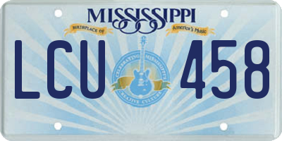 MS license plate LCU458