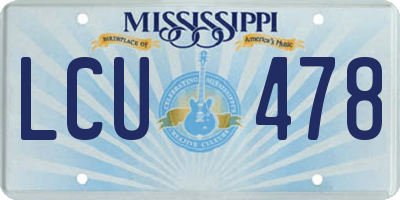 MS license plate LCU478