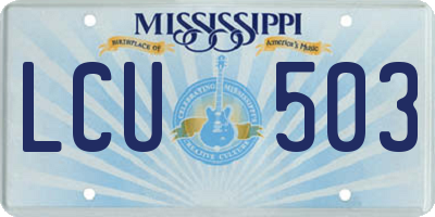MS license plate LCU503