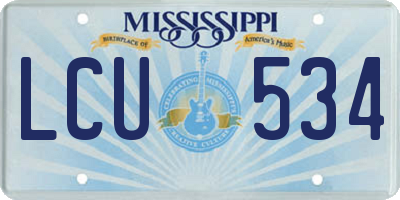 MS license plate LCU534