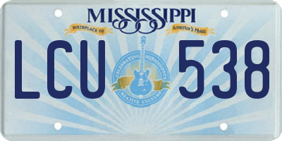 MS license plate LCU538