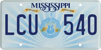MS license plate LCU540