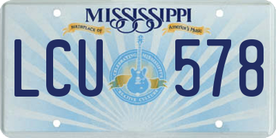 MS license plate LCU578