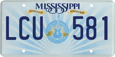 MS license plate LCU581