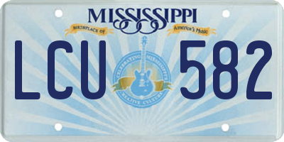 MS license plate LCU582