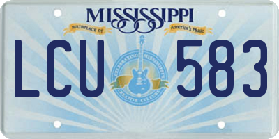 MS license plate LCU583