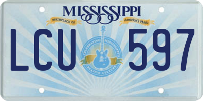 MS license plate LCU597