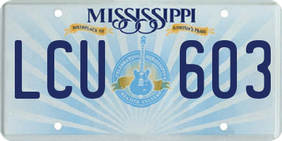 MS license plate LCU603