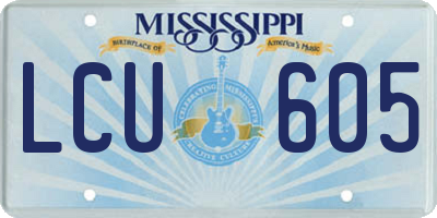 MS license plate LCU605