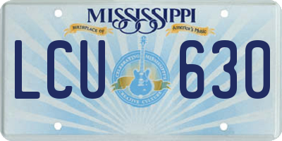 MS license plate LCU630