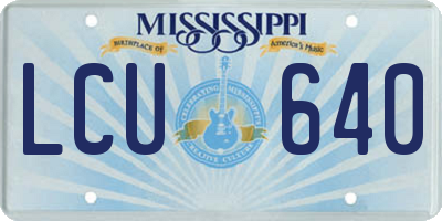 MS license plate LCU640