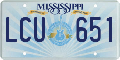 MS license plate LCU651